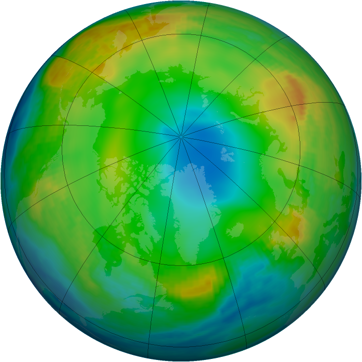Arctic ozone map for 14 December 1986